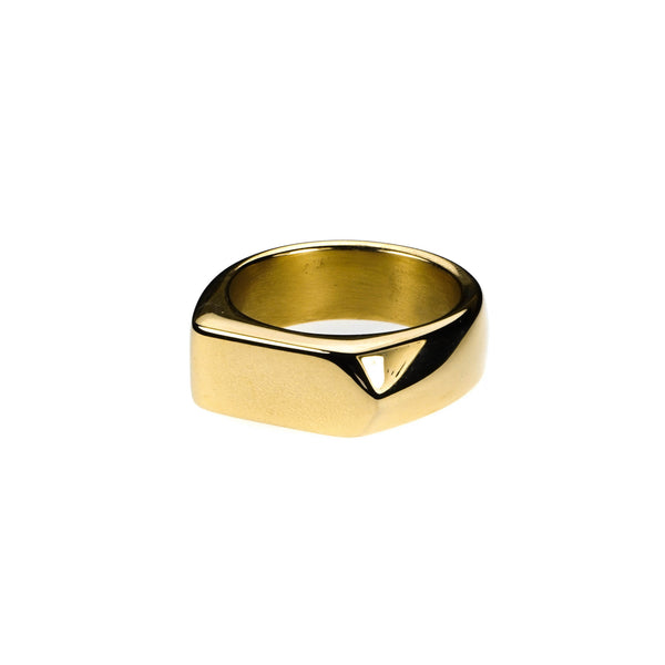 Elegant Beautiful Long Signet Solid Gold Ring By Jewelry Lane