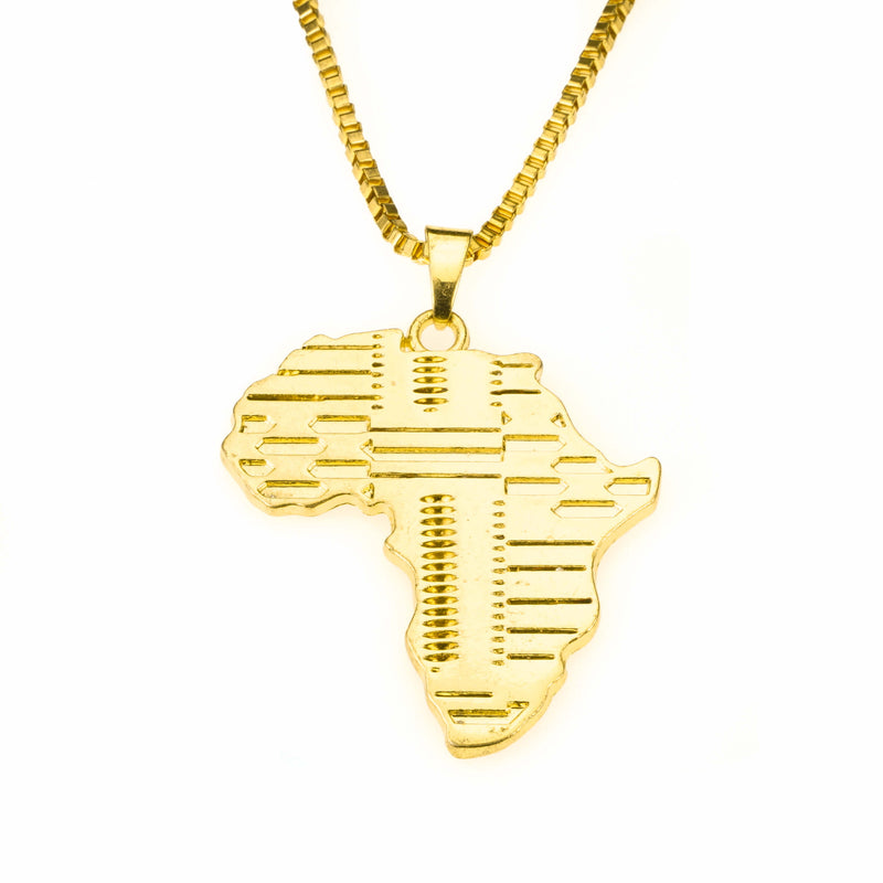 Beautiful Classic Grooved Africa Map Solid Gold Pendant By Jewelry Lane