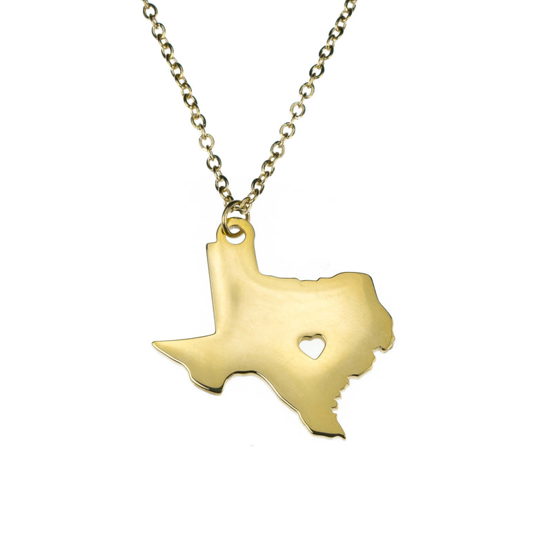 Beautifully Crafted State Texas Map Love Solid Gold Pendant By Jewelry Lane