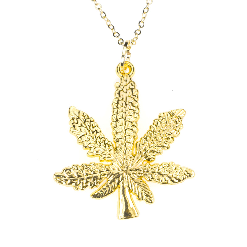 Beautiful Unique Marijuana Leaf Design Solid Gold Pendant By Jewelry Lane