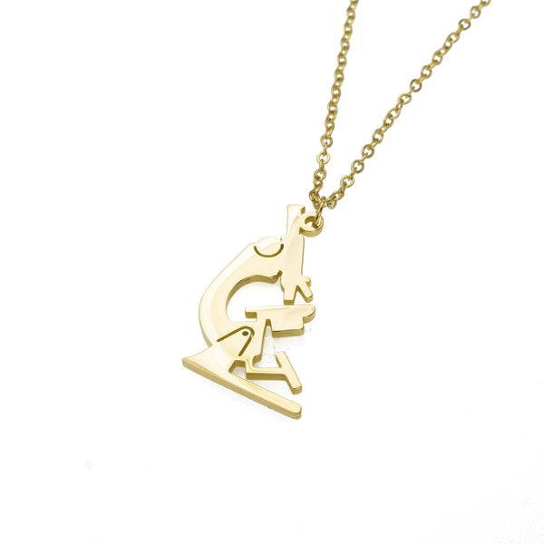 Elegant Unique Microscope Design Solid Gold Pendant By Jewelry Lane