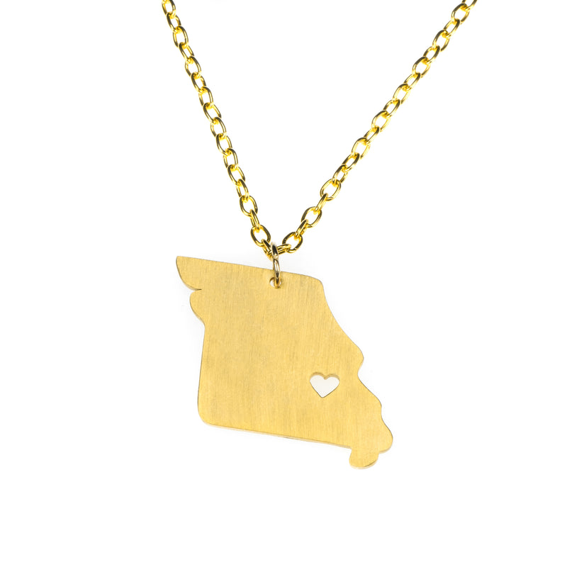 Elegant Unique Missouri State Design Solid Gold Pendant By Jewelry Lane
