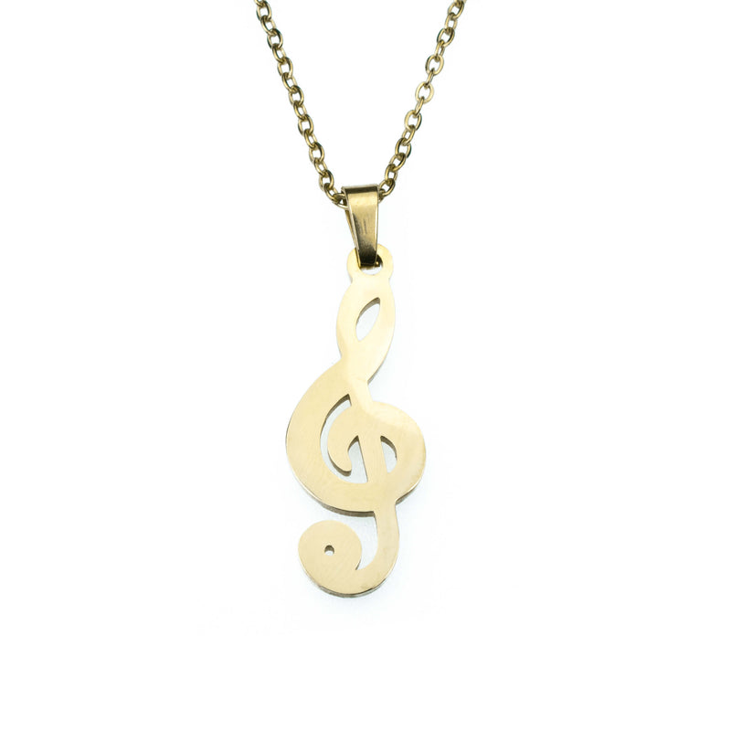 Charming Treble Clef Music Note Solid Gold Pendant By Jewelry Lane