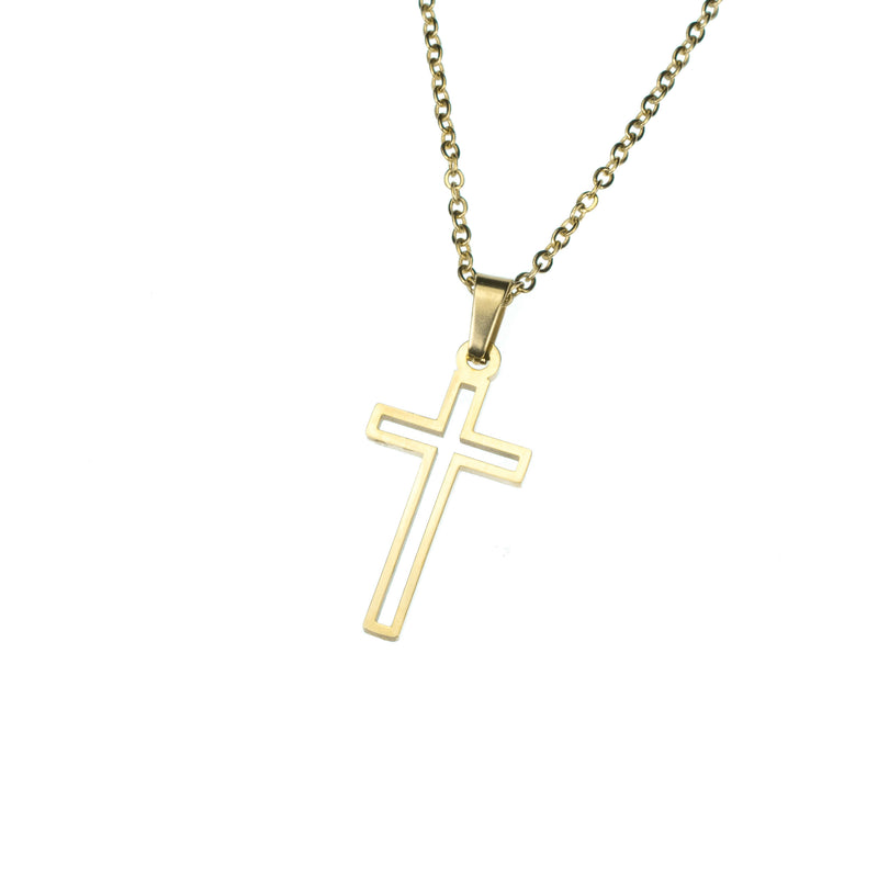 Elegant Religious Open Cross Solid Gold Pendant By Jewelry Lane