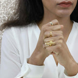Model Wearing Elegant Phoenix Solid Gold Ring By Jewelry Lane