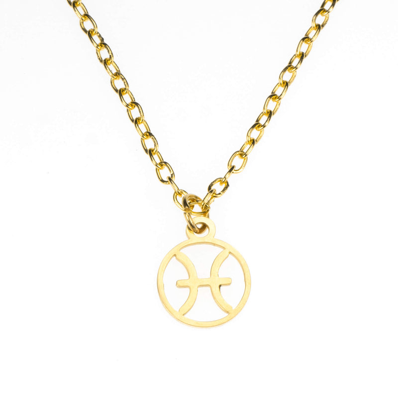 Charming Zodiac Pisces Minimalist Solid Gold Pendant By Jewelry Lane