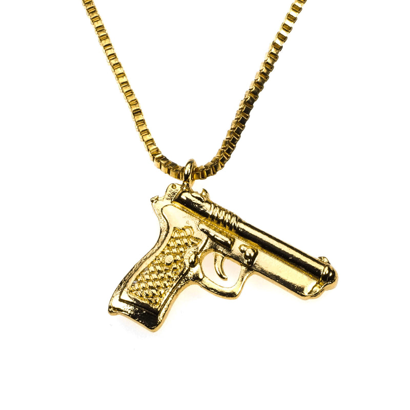 Unique Modern Weapon Pistol Design Solid Gold Pendant By Jewelry Lane