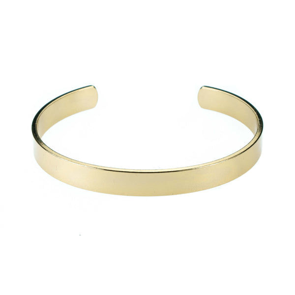 Smart And Chic Open Plain Cuff Solid Gold Bangle By Jewelry Lane
