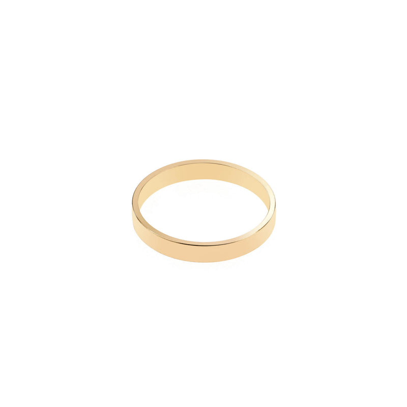 Elegant Plain Simple Evergreen Flat Solid Gold Band Ring By Jewelry Lane