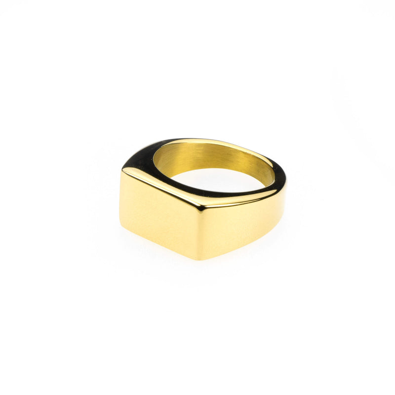 Elegant Plain Rectangle Signet Solid Gold Ring By Jewelry Lane
