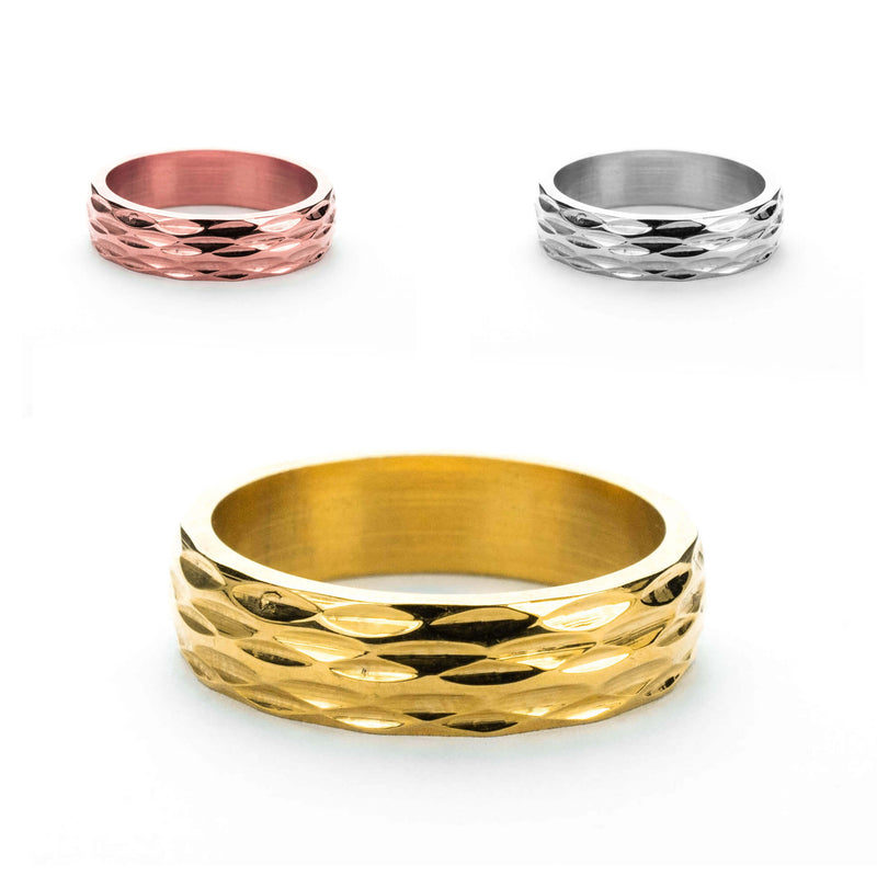 Elegant Geometrical Concave Textured Solid Gold Ring By Jewelry Lane 