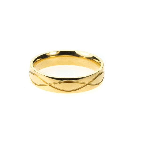 Wave Cut Solid Gold Band By Jewelry Lane