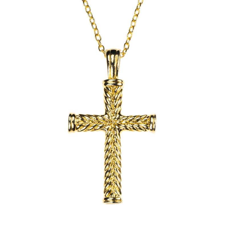 Beautiful Religious Jesus Cross Rope Style Solid Gold Pendant By Jewelry Lane