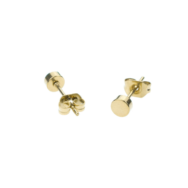 Simple Evergreen Small Round Solid Gold Stud Earrings By Jewelry Lane