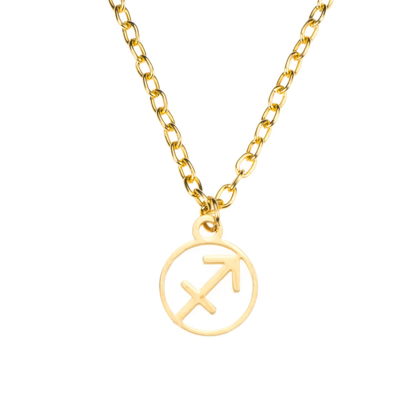 Charming Zodiac Sagittarius Minimalist Solid Gold Pendant By Jewelry Lane