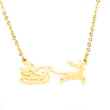 Beautiful Classic Santa Reindeer Solid Gold Necklace By Jewelry Lane