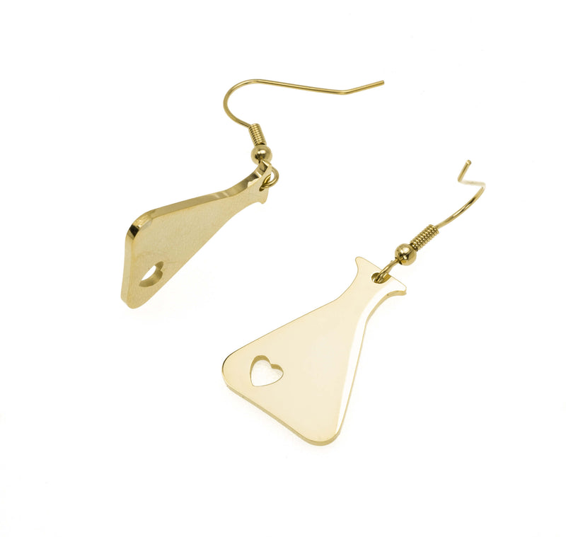 Beautiful Design Science Beaker Solid Gold Love Earrings By Jewelry Lane