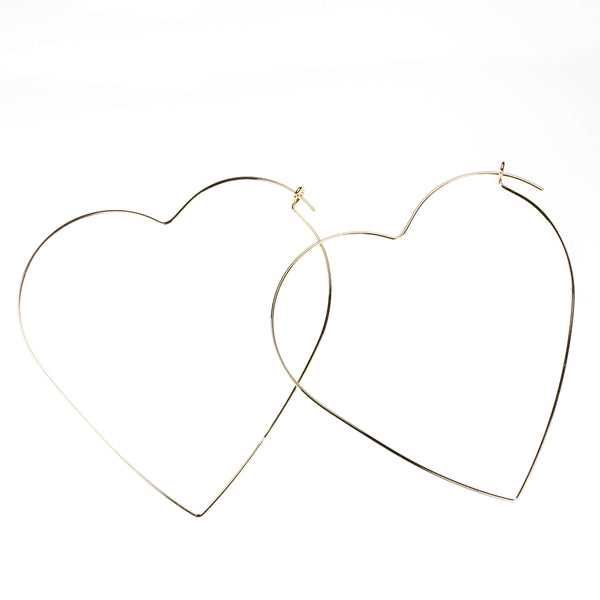 Beautiful Simple Sleek Love Heart Solid Gold Earrings By Jewelry Lane
