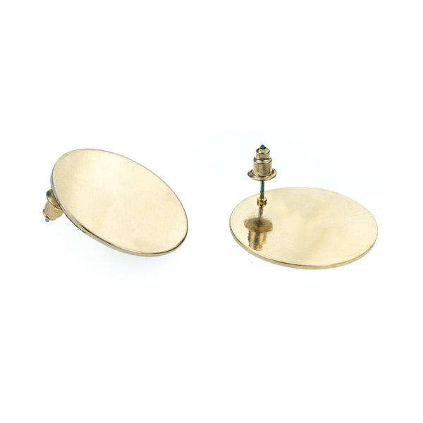 Beautiful Simple Classic Round Stud Solid Gold Earrings By Jewelry Lane