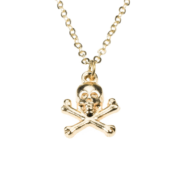 Classic Skull Crossbone Danger Sign Solid Gold Pendant By Jewelry Lane