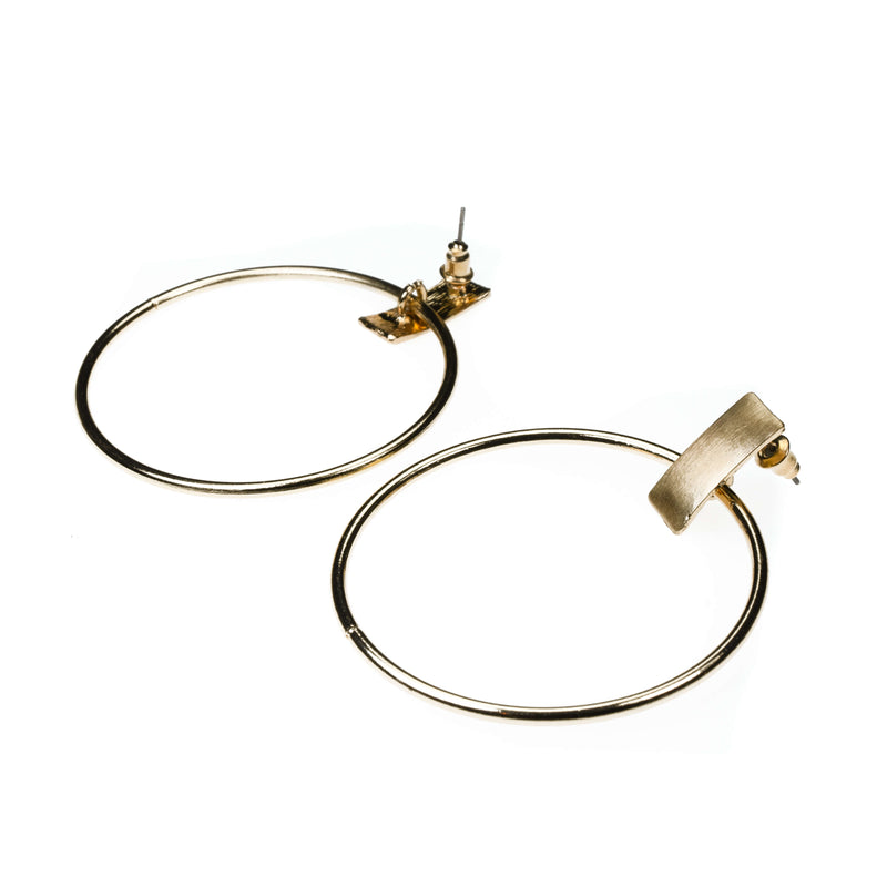 Beautiful Sleek Endless Hoop Dangle Solid Gold Earrings By Jewelry Lane