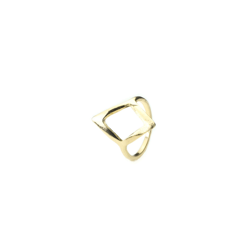 Simple Unique Sleek Square Design Solid Gold Stacker Ring By Jewelry Lane