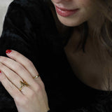 Model Wearing Beautiful Unique Snake Solid Gold Ring By Jewelry Lane