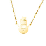 Beautiful Charming Snowman Solid Gold Necklace By Jewelry Lane