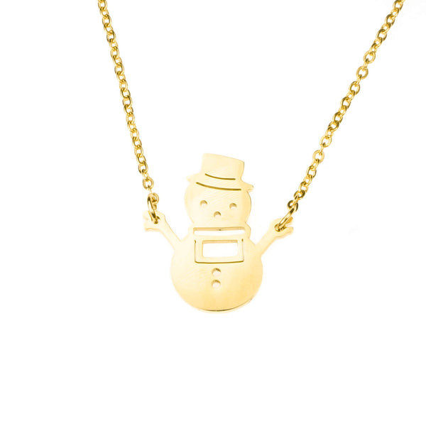 Beautiful Charming Snowman Solid Gold Necklace By Jewelry Lane