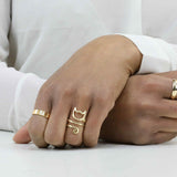 Model Wearing Beautiful Spiral Cat Shape Solid Gold Ring By Jewelry Lane