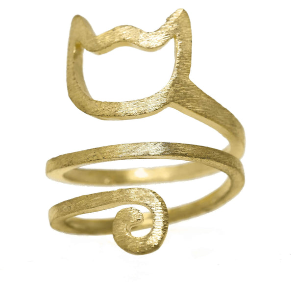 Beautiful Spiral Cat Shape Solid Gold Ring By Jewelry Lane