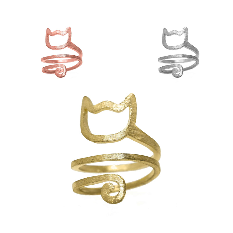 Beautiful Spiral Cat Shape Solid Gold Rings By Jewelry Lane