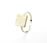 Elegant Plain Square Plate Stacker Solid Gold Ring By Jewelry Lane