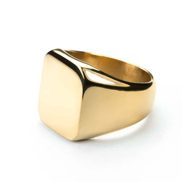 Square Statement Signet Solid Gold Ring By Jewelry Lane