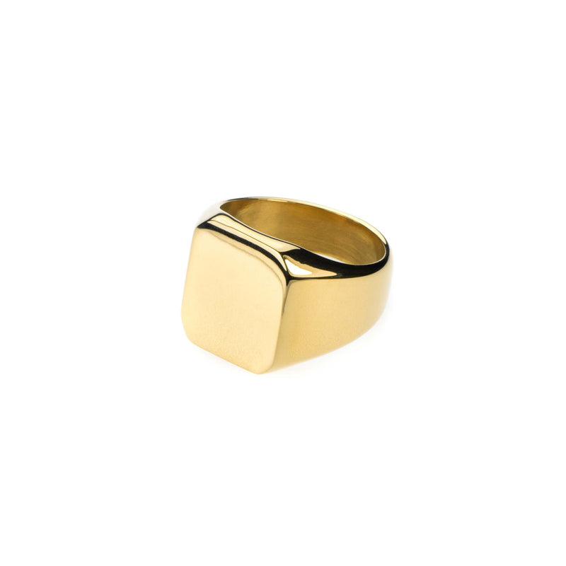 Simple Plain Square Statement Solid Gold Ring By Jewelry Lane