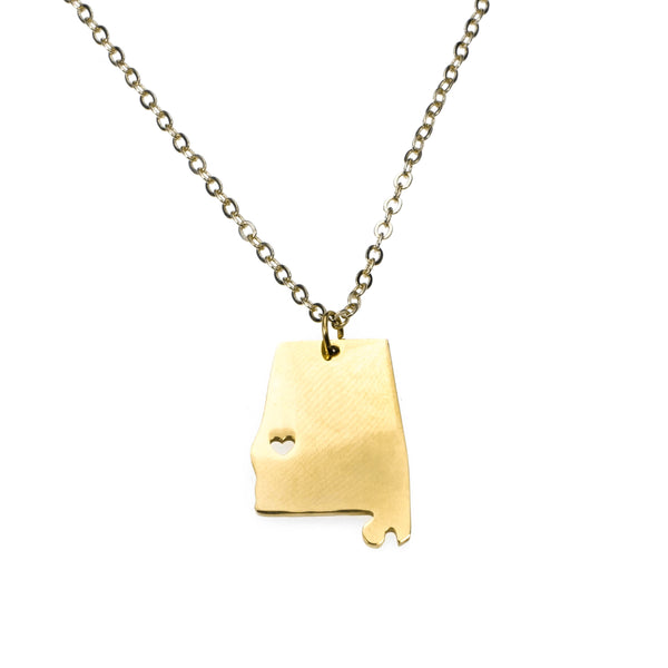 Elegant Simple Mississippi State Map Solid Gold Pendant By Jewelry Lane