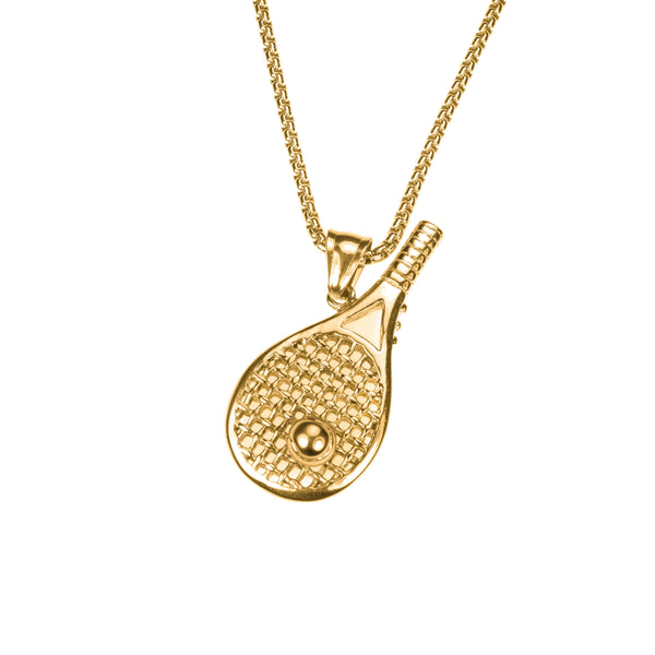 Elegant Sporty Tennis Racquet Style Solid Gold Pendant By Jewelry Lane