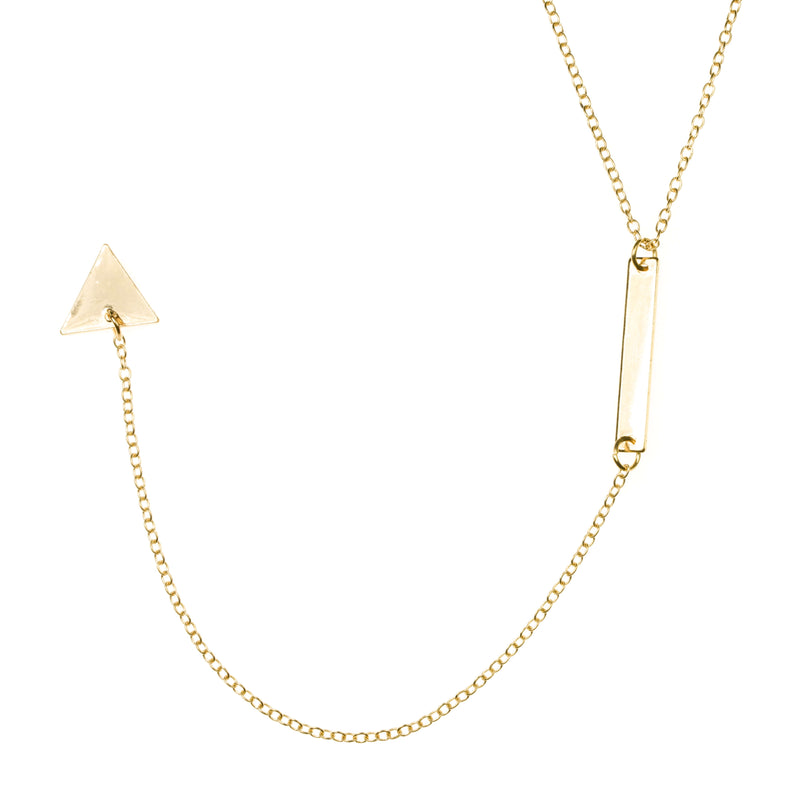 Beautiful Elongated Dangle Drop Triangle Solid Gold Necklace By Jewelry Lane