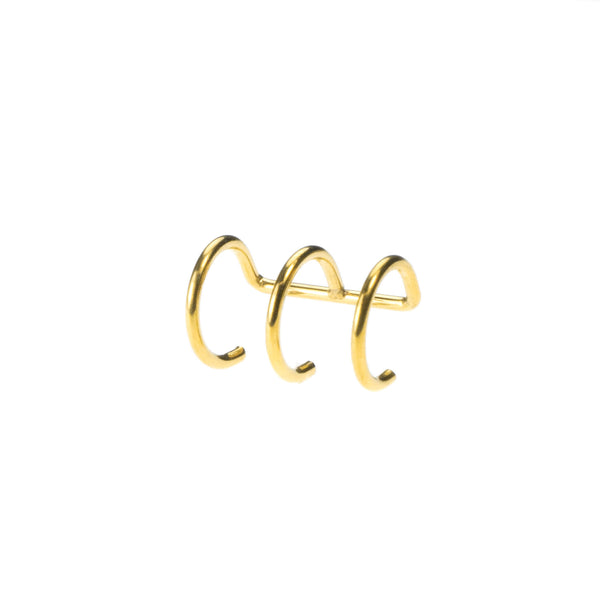 Stylish Unique Triple Hoop Solid Gold Cuff Earrings By Jewelry Lane