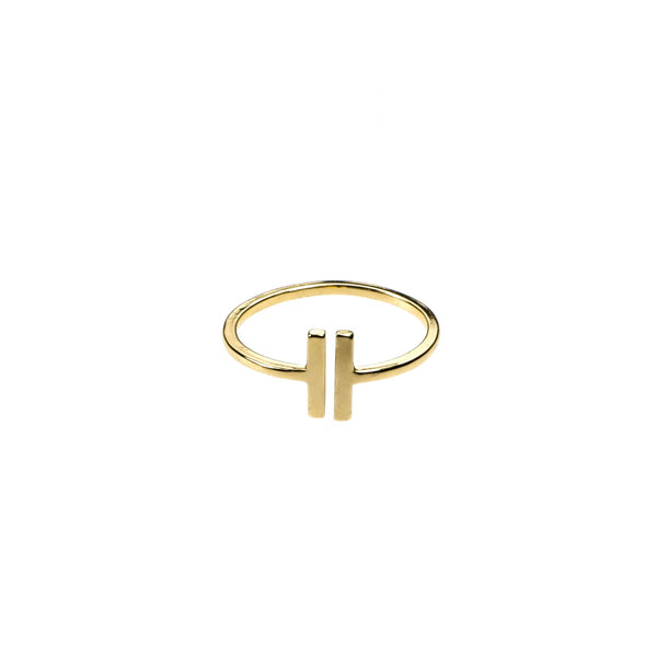 Elegant Modern Two Bar Stacker Solid Gold Ring BY Jewelry Lane