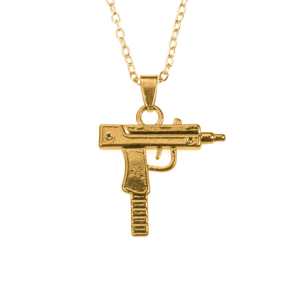 Elegant Stylish Israeli Uzi Gun Design Solid Gold Pendant By Jewelry Lane