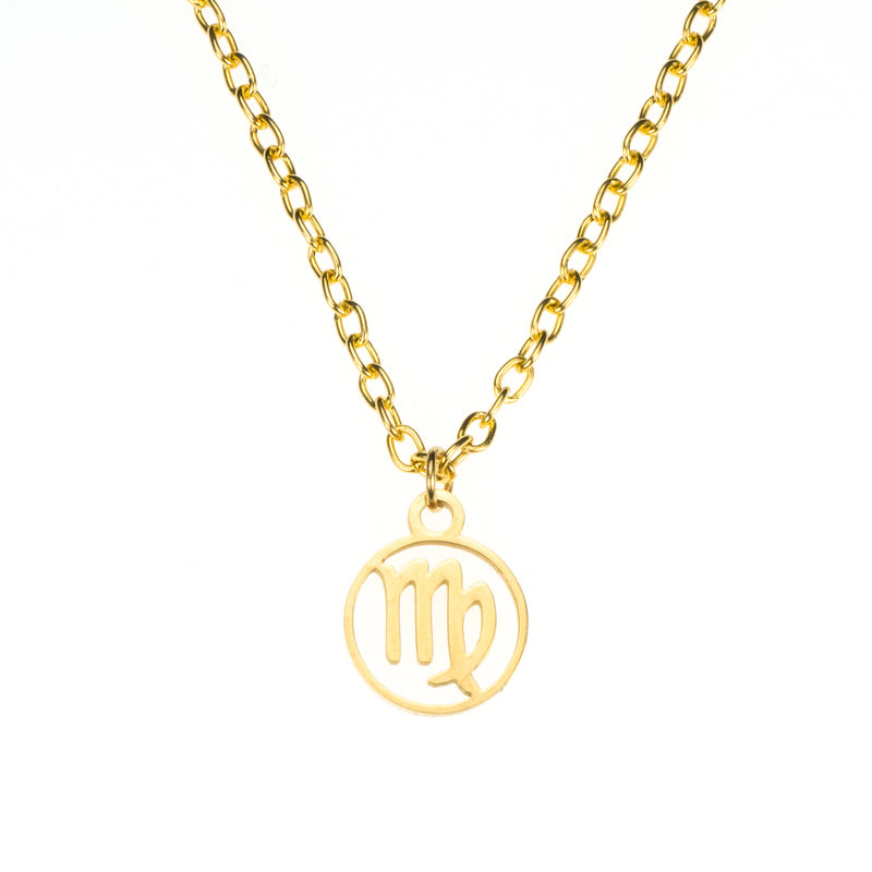 Charming Zodiac Virgo Minimalist Solid Gold Pendant By Jewelry Lane