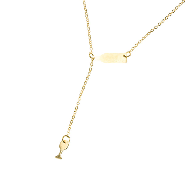 Beautiful Elongated Wine Drop Solid Gold Necklace By Jewelry Lane
