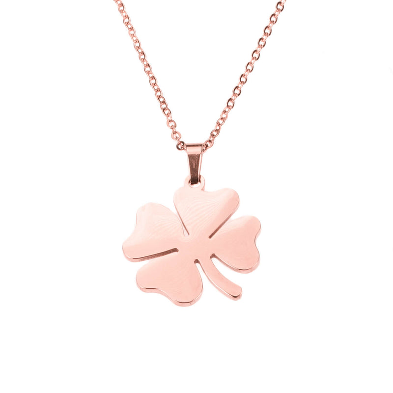 Simple Charming Four Leaf Clover Solid Rose Gold Pendant By Jewelry Lane