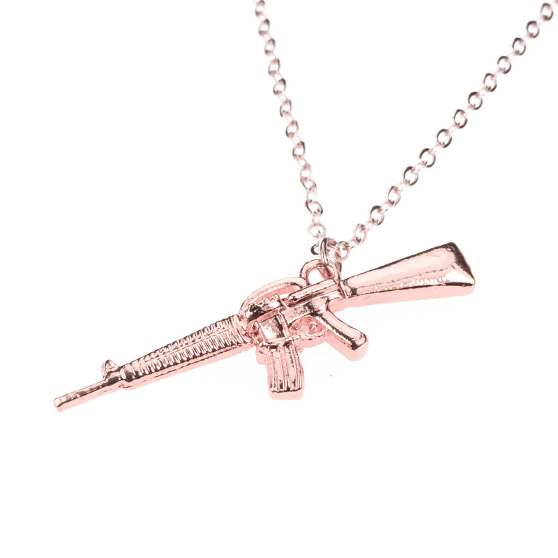 Unique Modern Weapon Ak47 Style Solid Rose Gold Pendant By Jewelry Lane