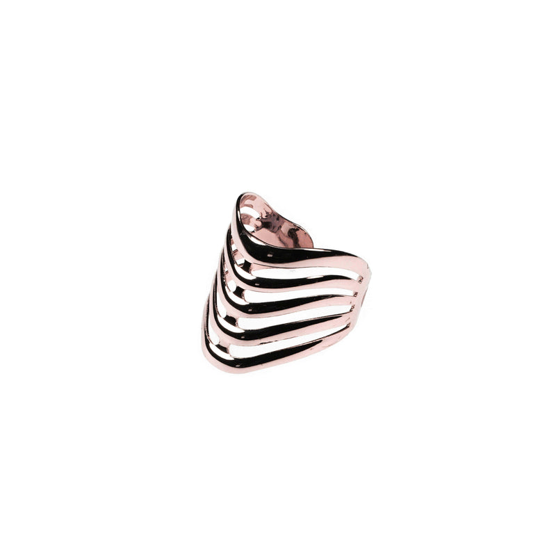 Beautiful Elegant Chevron Cuff Solid Rose Gold Ring BY Jewelry Lane