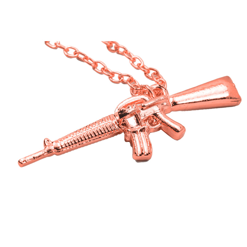 Elegant Classic Ak47 Assault Rifle Solid Rose Gold Pendant By Jewelry Lane