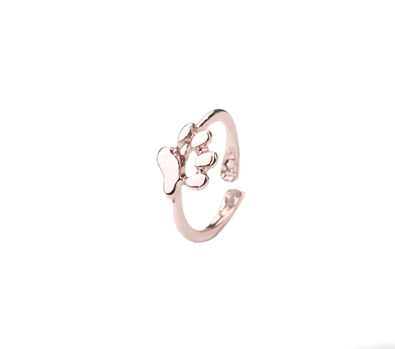 Beautiful Elegant Animal Paw Print Solid Rose Gold Ring For Jewelry Lane