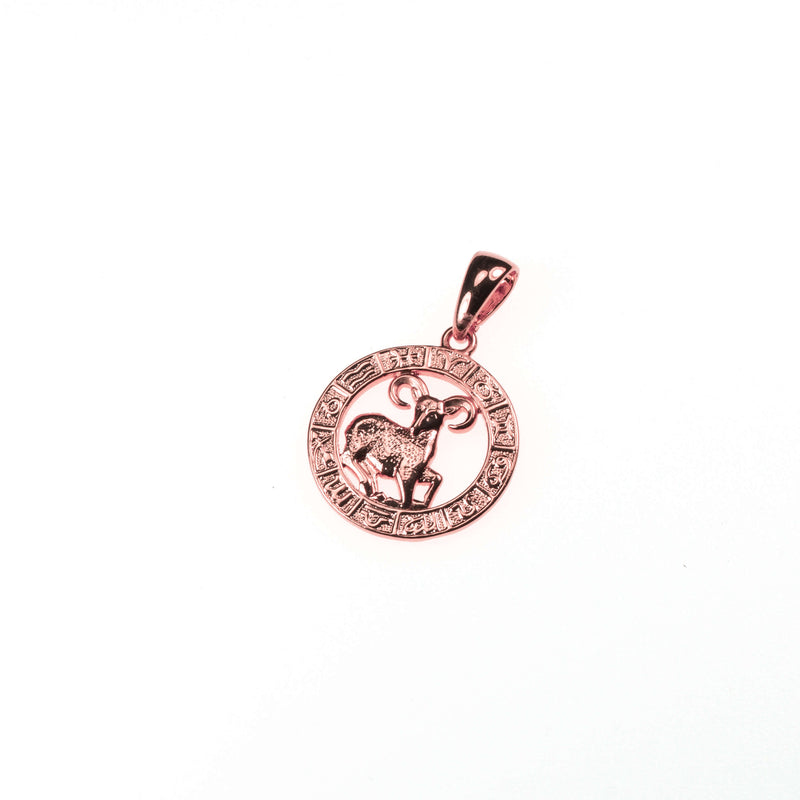 Beautiful Zodiac Aries Solid Rose Gold Pendant By Jewelry Lane