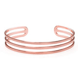 Three Ring Solid Rose Gold Cuff Bangle by Jewelry Lane